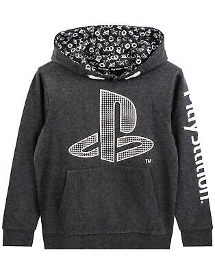 PlayStation Hoodie Boys Gamer Hooded Long Sleeve Kids Charcoal Sweatshirt