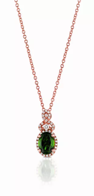 LeVian 14K Rose Gold Chrome Diopside G-H SI1 Diamond .78 ct 18" Pendant Necklace