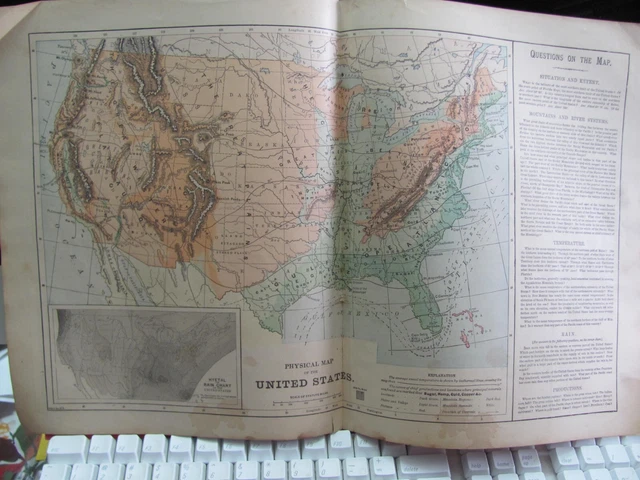 ORIGINAL 1880 COLORED COLTON 39 S - ORIGINAL 1880 COLORED COLTONS PHYSICAL MAP Of UNITED.webp
