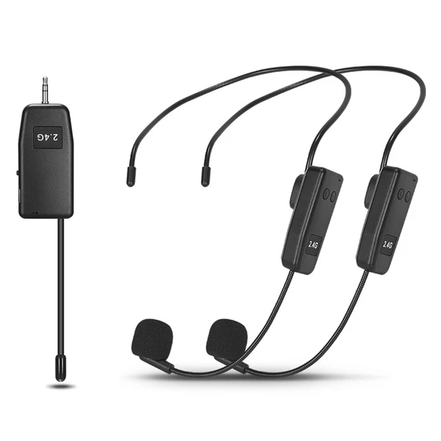 2 Auricolari Microfono Wireless 4G per Riunioni Plug and Play 6 35mm Adattatore Spina