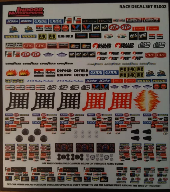 1/32 Slot Car Sponsors And Clusters Decal Quality Vinyl Black Stripe Scalextric