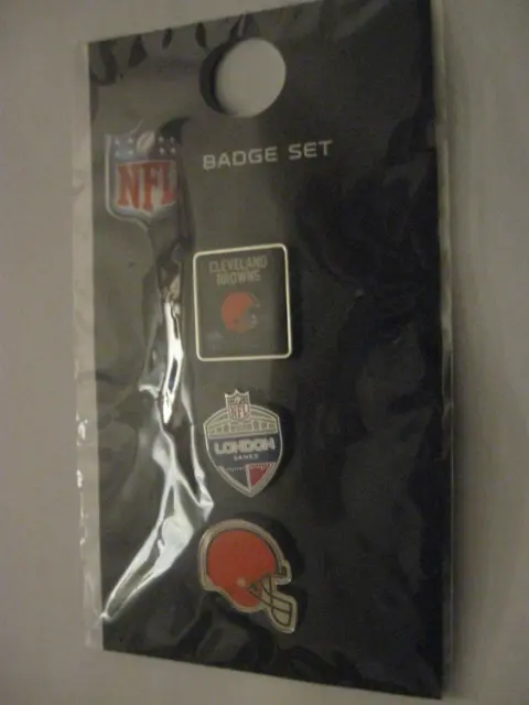 2017 Nfl London Cleveland Browns American Football Set Of 3 Metal Pin Badges