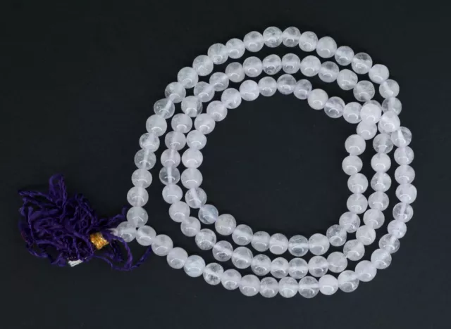 Chapelet rosaire Mala Tibetain Collier Perles en Cristal de Roche Ø 6 mm 2024