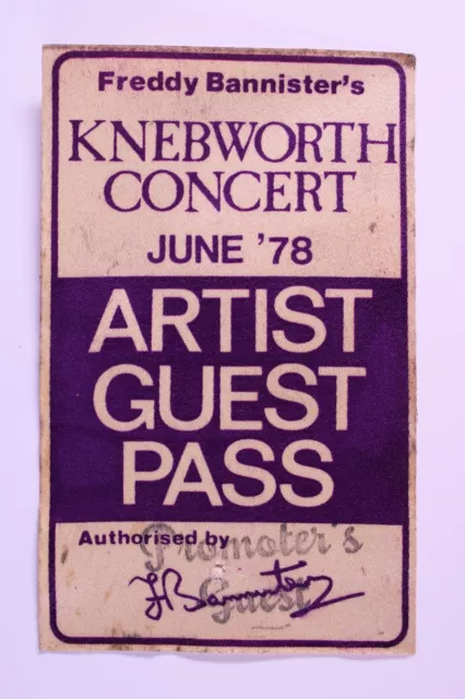 Genesis Tom Petty Devo Pass Ticket Artist Guest Original Knebworth 1978