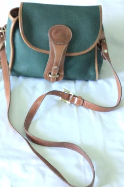 Vintage Dooney & Bourke Green & Brown Leather All Weather Purse/crossbody