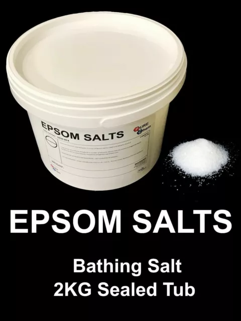 EPSOM SALT | 2KG TUB | Pharmaceutical, Food Grade, Magnesium Sulphate Bath Salt