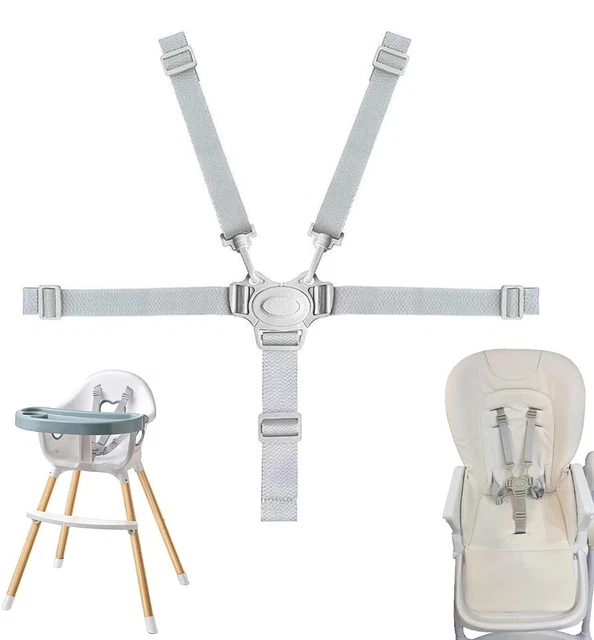 Cintura Di Sicurezza A 5 Punti Per Bambini, Imbracatura Regolabile In Nylon Per Passeggino E Seggiolone, Adattabile Anche A 3 Punti, Colore Nero - 2