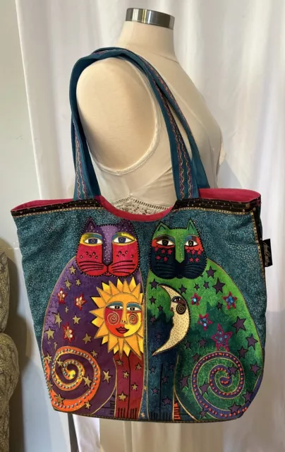 Laurel Burch Tote Bag Cats Night And Day Sun Moon Large Colorful