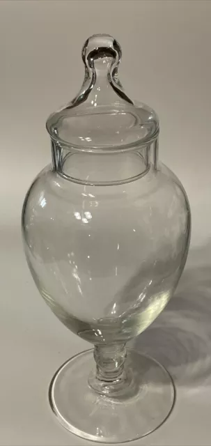 Vintage 10” Glass Apothecary Jar Candy Jar Footed with Lid