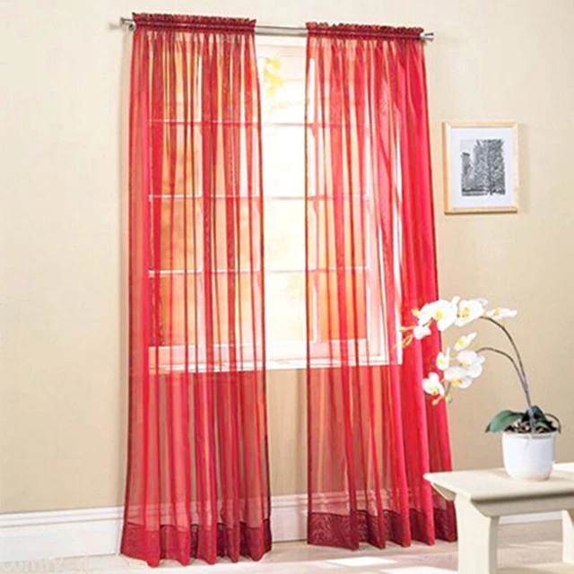 Glass Yarn Sheer Window Valance Curtain Pure Color Bedroom Home Wedding Decor 11
