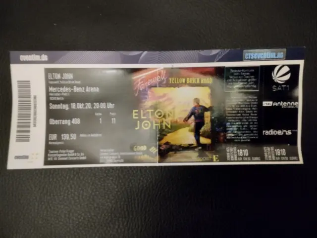 Elton John 10.05.2023 MB Arena Berlin Last Tour Farewell used Sammler Ticket