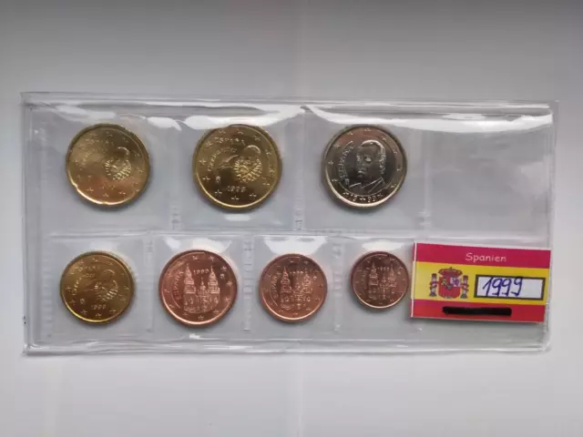 Spanien Euro KMS 1999 - 1 Cent bis 1 Euro, im Münzstreifen