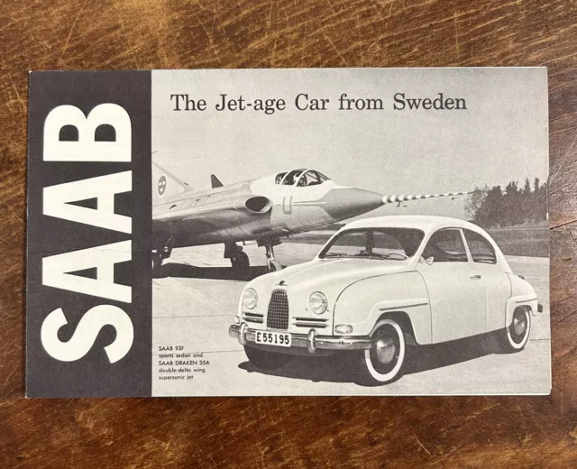 1950s SAAB 93F Dealership Sales Literature BROCHURE, THE JET AGE CAR