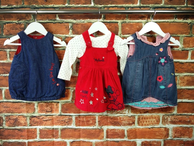 Girl Bundle 6-9 Mths Debenhams Zara Disney Baby Minnie Mouse Denim Dresses 74Cm