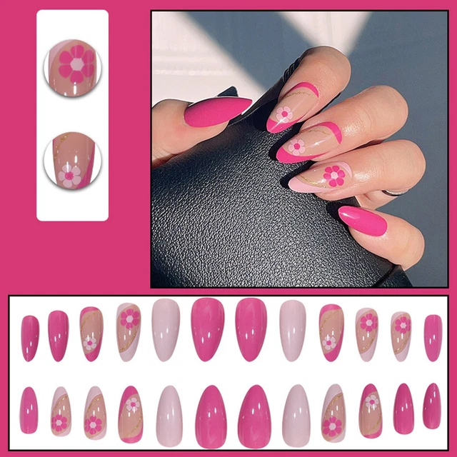 Pasta per unghie manicure rosa semplice unghie finte medie