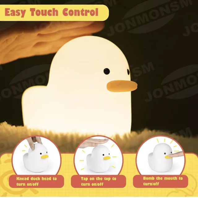 Creative Duck LED Silicone Night Light kids Bedside/touch sensor Lamp Gift