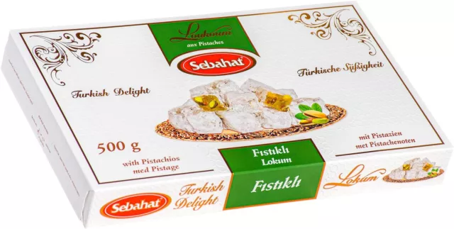 (23,90 EUR/kg) Turkish Delight Lokum Pistazie 500 g türkische Süßigkeit