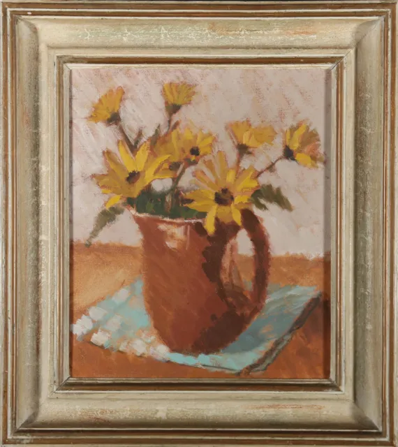 Rev. C. W. Hopkins  - Framed Mid 20th Century Oil, Still Life of Yellow Flowers