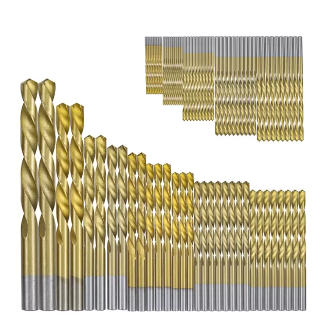50/99Pcs HSS Steel Titanium Coated Twist Drill Bit Set for Metal Wood Drilling