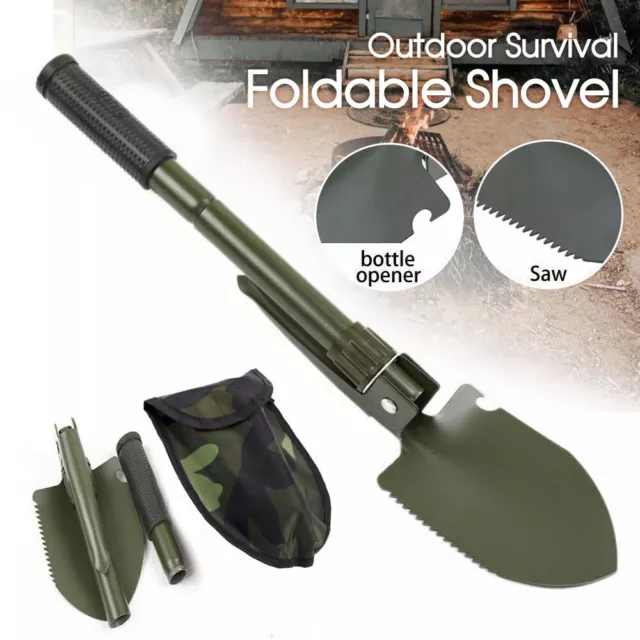 Outdoor Survival Foldable Shovel Spade Garden Camping Hiking Camp Compass