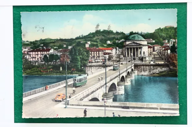 Cartolina Viaggiata 1955 Torino  Piemonte Ponte Vittorio Emanuele E Gran Madre