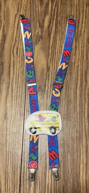 Vintage Children’s Barney Suspenders The Lyons Group School Bus Stop Baby Bop