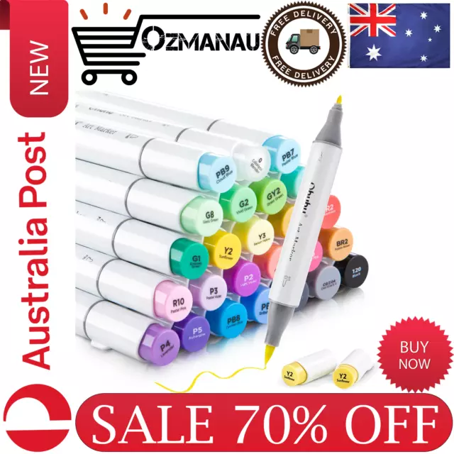 Ohuhu Alcohol Markers Brush Tip - Double Tipped Art Marker Set for Artist  Adults Coloring Sketching Illustration - 72 Colors w/ 1 Colorless Blender 