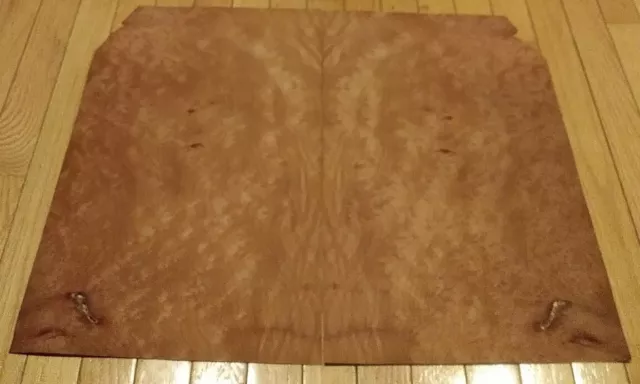 Madrone burl wood veneer 20" x 12 1/2" each 2 pieces wood bookmatch hole