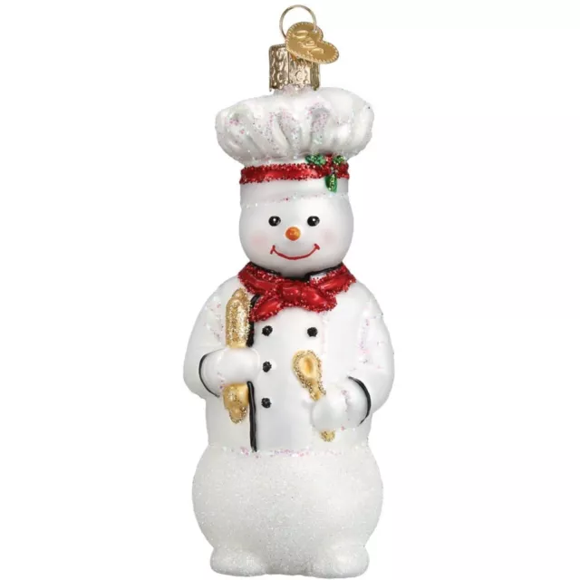 Old World Christmas Glass Blown Ornament, Snowman Chef (With OWC Gift Box)