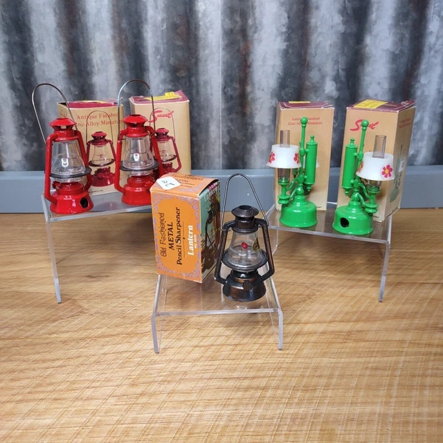LOT OF 5 Vtg Miniature Metal Lantern Pencil Sharpener Figurines Die