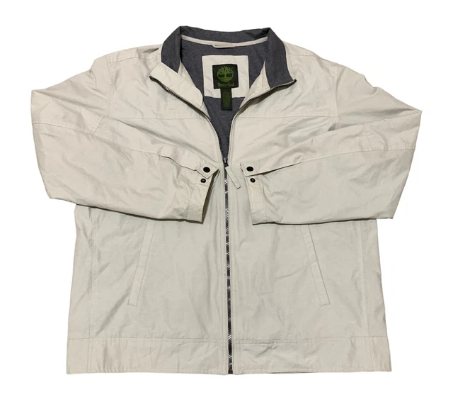 Vintage Timberland Harrington Bomber Jacket Men’s XL Full Zip Beige Long Sleeve