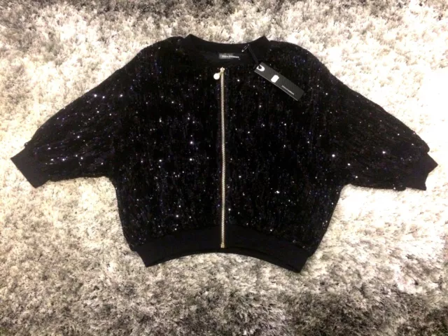 Tres Jolie Veste En Sequin Noir Chauve Souris Femme Taille M/L Neuf Etiquette