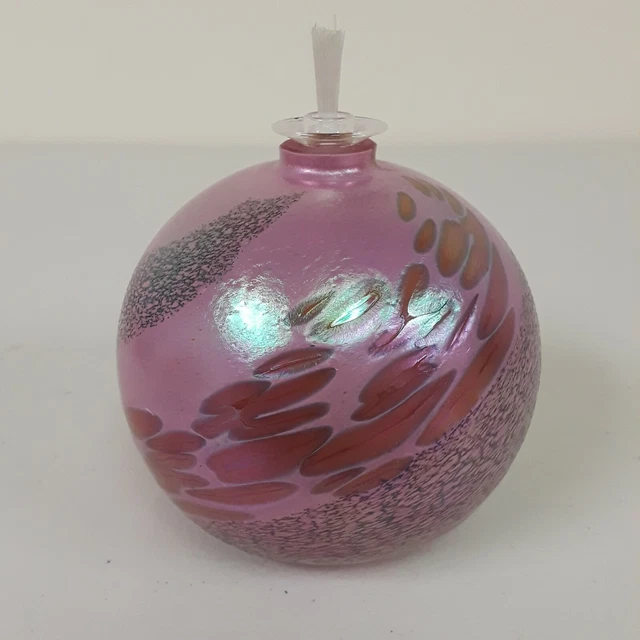 Art Glass Oil Lamp Fuchsia Magenta Cosmic Swirl NEW