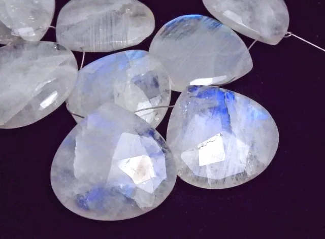 RAINBOW MOONSTONE 25mm Faceted Teardrop Focal Bead AAA NATURAL