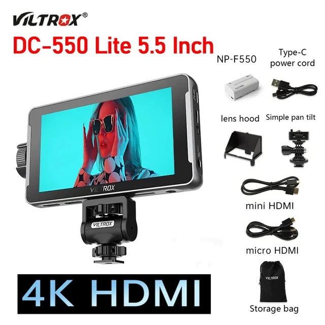 Viltrox DC-550 Lite 5.5 inch IPS On-Camera Video Monitor Panel 4K HDMI 1920x1080