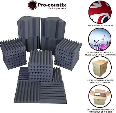 24x Acoustic Foam Tiles & trappole bassi 4x Coustix-PRO ULTRAFLEX Studio Pack One 