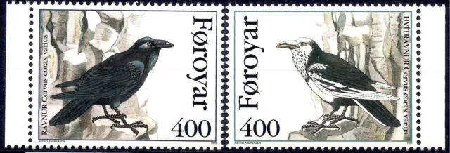 Faroe 1995 Birds Northern Raven Nature Wildlife Conservation 2v set MNH