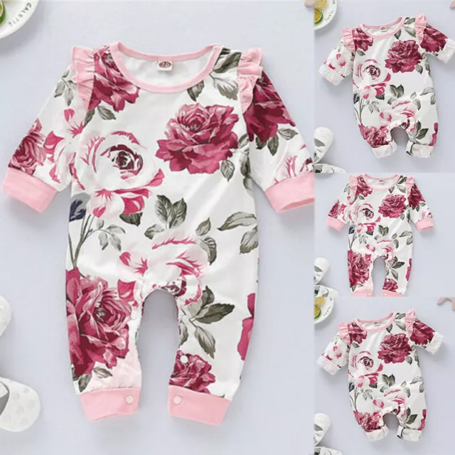 Newborn Baby Girls Outfits Clothes Floral Romper Bodysuit Jumpsuit Playsuit