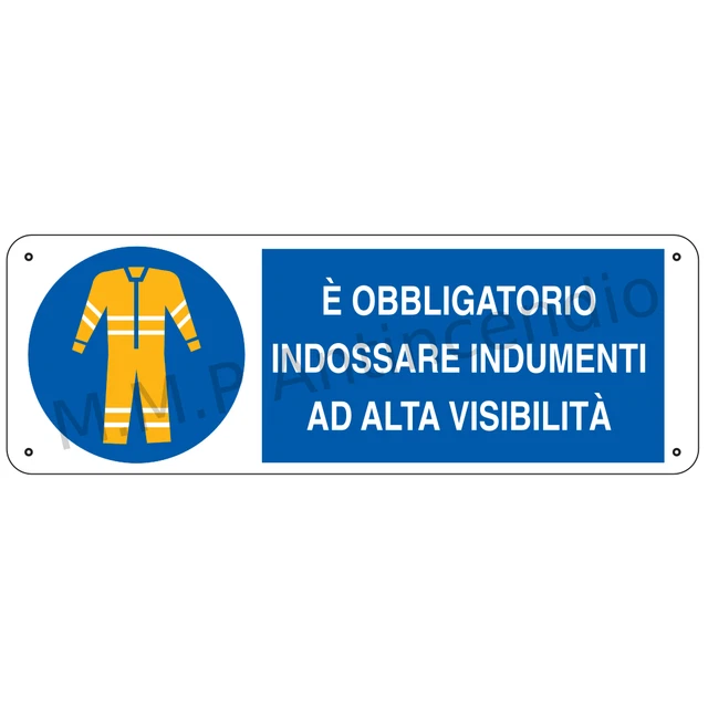 2 Segnaletiche Adesive Di Sicurezza: Obbligo Di Indossare Indumenti Protettivi - Dimensioni 22x8cm, Per Interni/Esterni