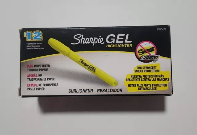 Sharpie Gel Highlighter, Bullet Tip, Yellow, 12 Pack Brand New