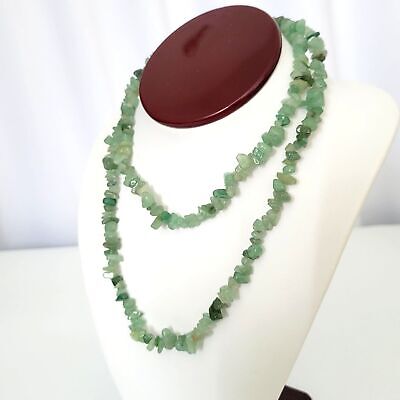Womens Apatite Chip Necklace Handcrafted Pullover One or Double Stranded 20"