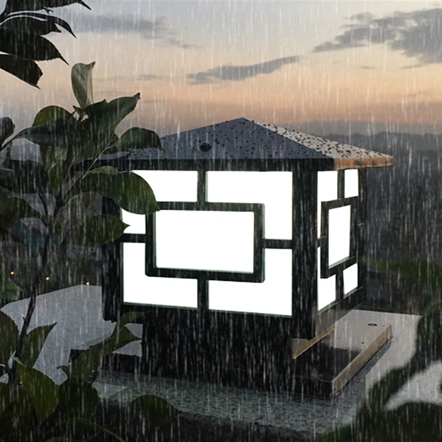 ANTIQUE PILLAR LIGHT Acrylic Lantern Outdoor Yard Gate Post Garden