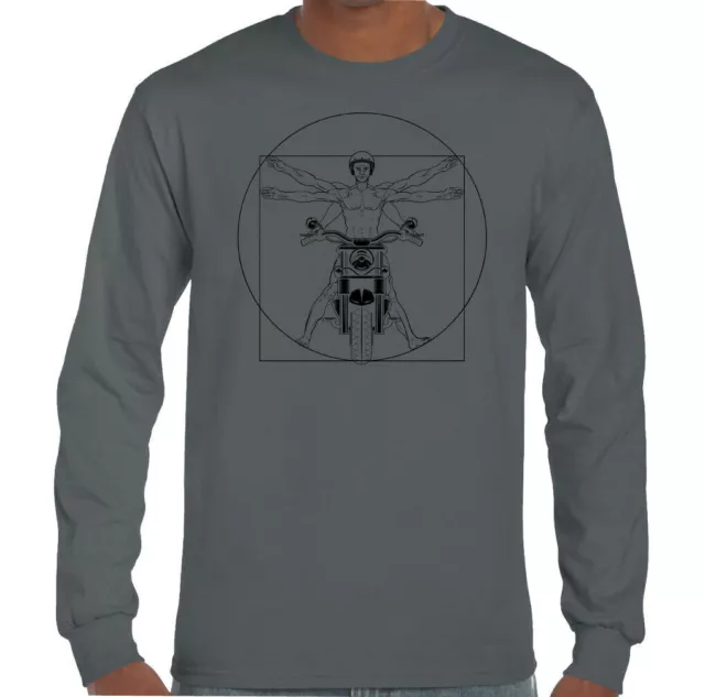 Vitruvian Biker T-Shirt Mens Funny Motorcycle Biker Motorbike Cafe Racer