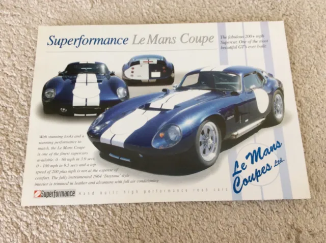 SUPERFORMANCE LE MANS COUPE Leaflet AC Cobra Daytona Brochure Peter Brock Shelby