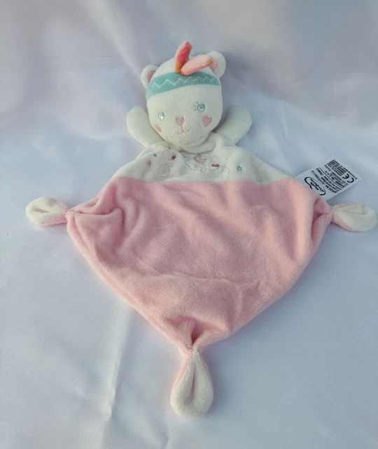⭐⭐⭐ Doudou Plat MOTS D'ENFANTS Ours Chat Blanc Rose Indien Coeur Lune Neuf*