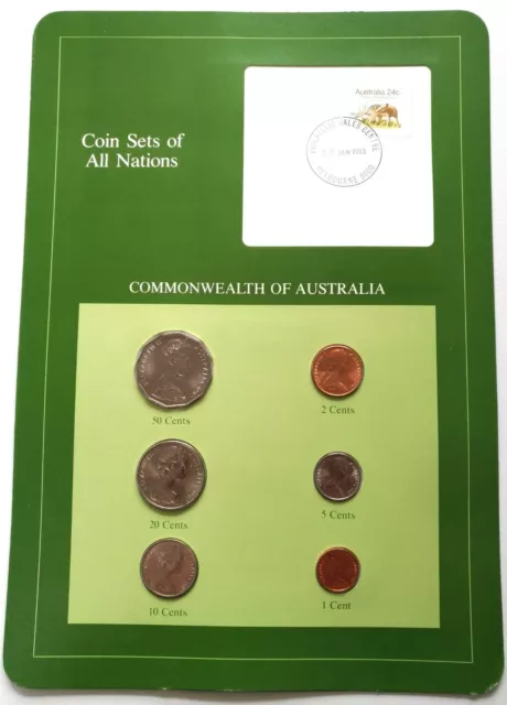 Coin Sets of All Nations Set in Postmarked card - Australia