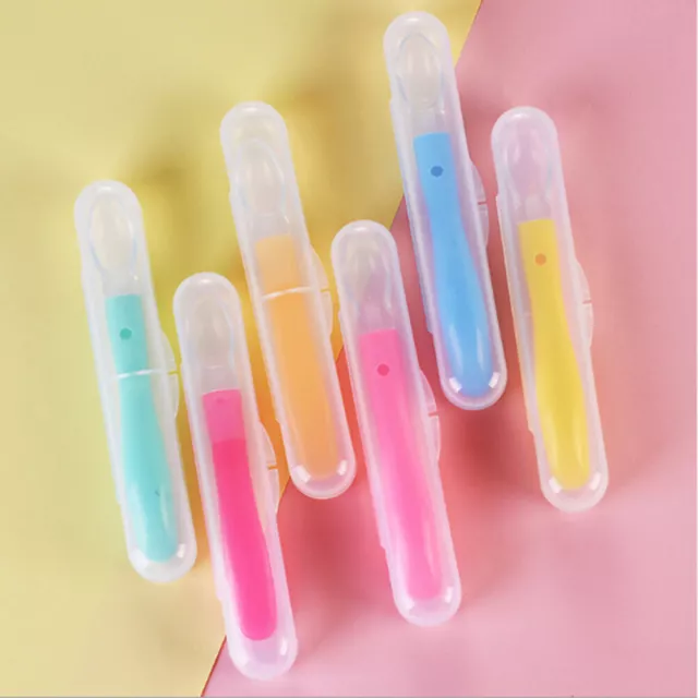 2Pcs Portable babies tableware box storage case transparent spoon bo_tiA .MJ