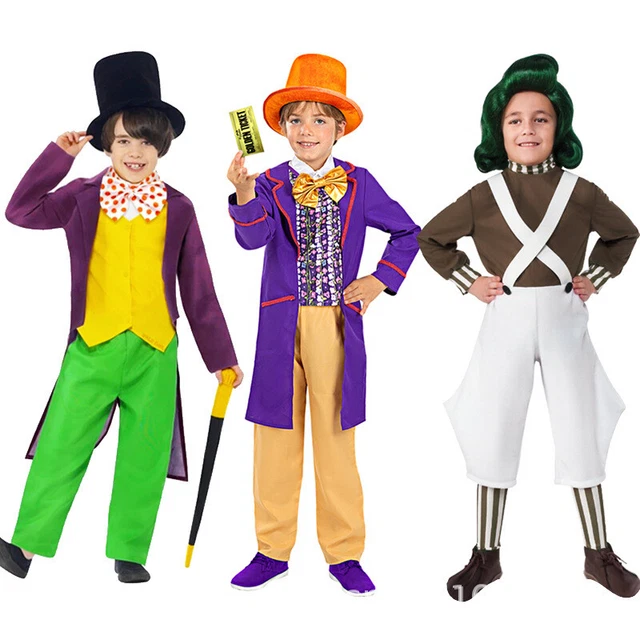 2023 Boys Willy Wonka World Book Day Fancy Dress Costume To Fit Ages 4-12 Years