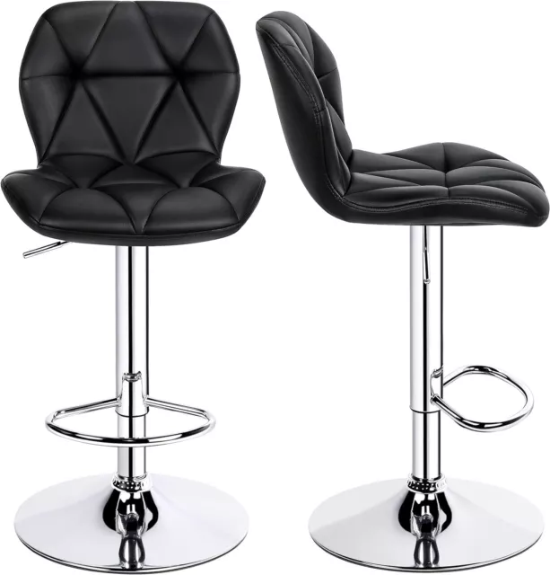 2x Bar Stools Gas Lift Swivel Stools Home Breakfast Pub Counter Chair PU Leather