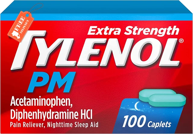 Tylenol PM Extra Strength Pain Reliever & Sleep Aid Caplets, 500 Mg Acetaminophe